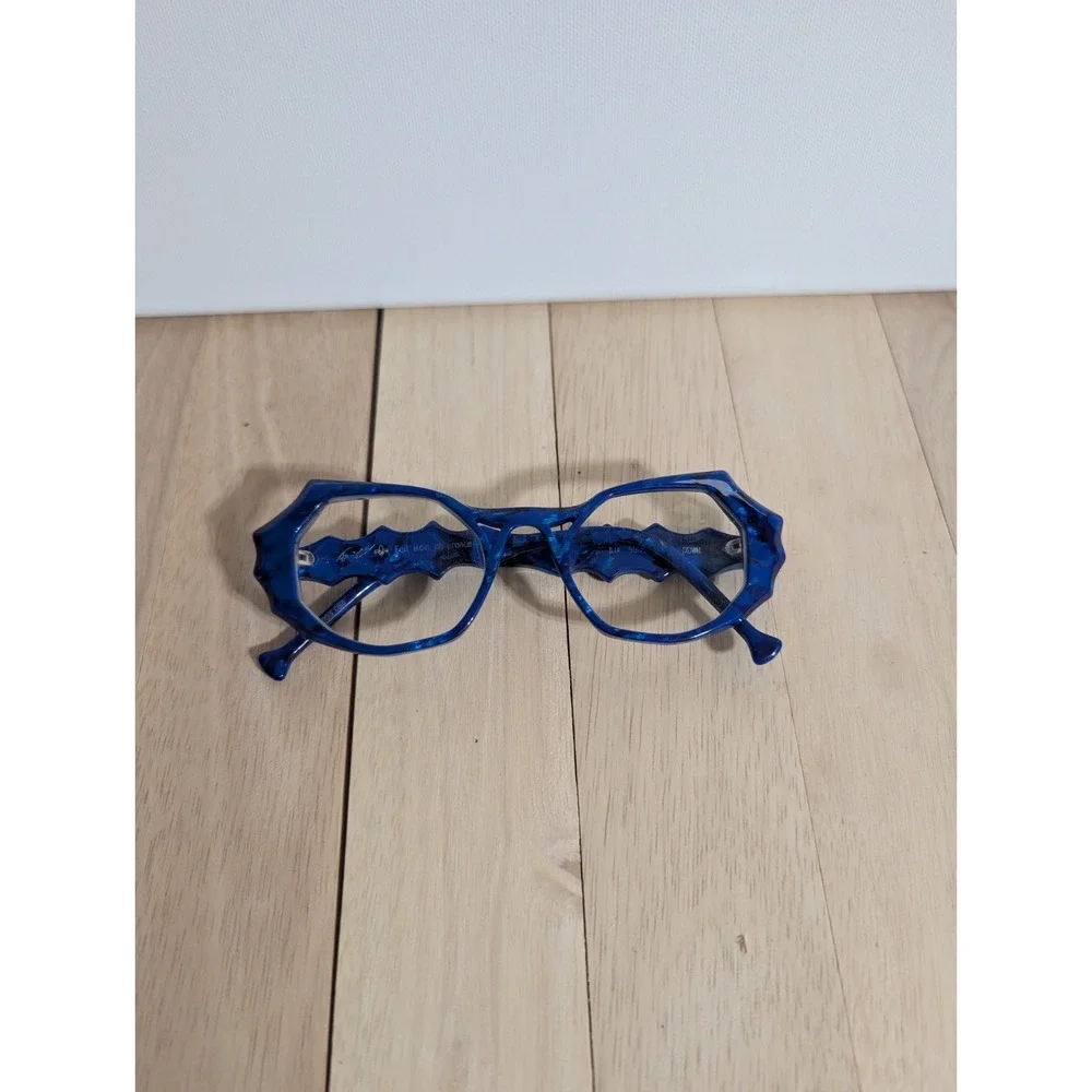Faniel Senta Cieux Eyeglasses 50-21-140 Blue Acetate Cat Eye Designer Frames